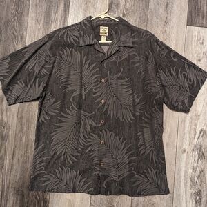 Gray Vintage Tommy Bahama Silk Hawaiian Aloha Shirt MEDIUM